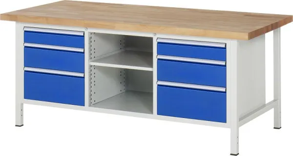 Banco da lavoro RAU collezione 8000 - struttura telaio (telaio saldato) contenitore base tripla (6x cassetti ripiani) 2000...