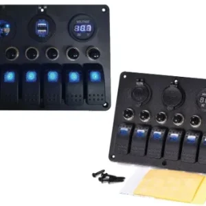 PANNELLO ELETTRICO LED CON VOLTMETRO E 2 USB WATERPROOF IP65