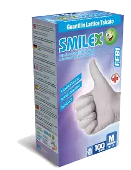 GUANTI LATTICE CON TALCO TAGLIA M 100 PEZZI SMILEX