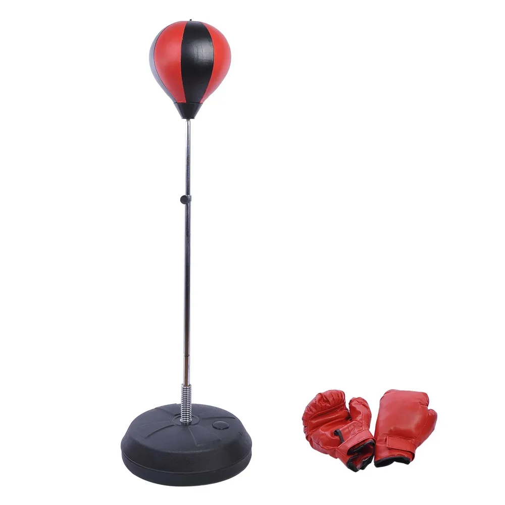 Set punching ball per allenamenti di boxe piedi, altezza regolabile con guanti, 125/131/138/145 cm