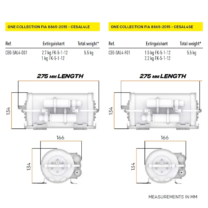 OMP - Impianto di estinzione alluminio elettrico (CESAL4 LE) - Volume abitacolo da 1.99 m³ 3.73 m³