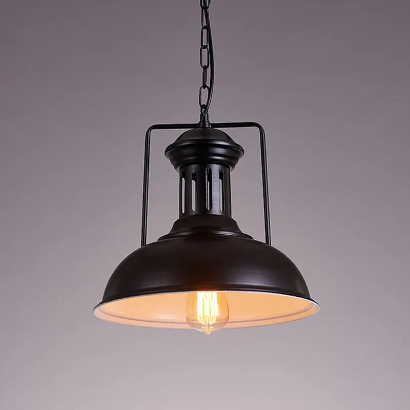 Paralume sospensione soffitto ferro nero, lampada sospensione stile industriale 1 testa per sala da pranzo, larghezza 12,5...