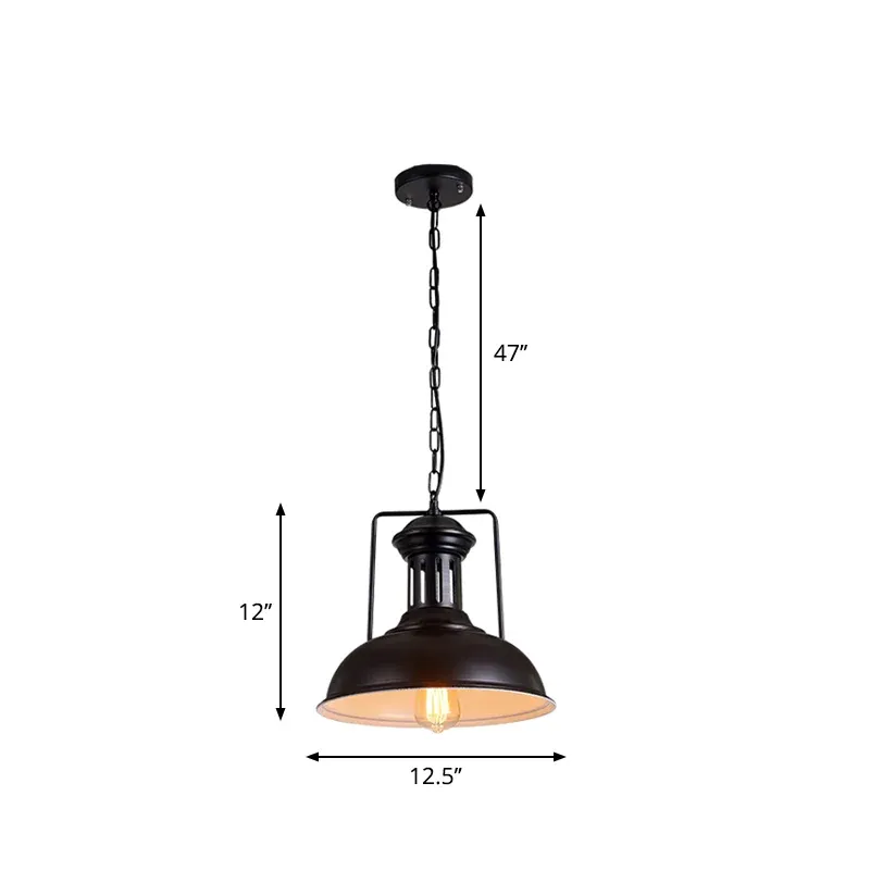 Paralume sospensione soffitto ferro nero, lampada sospensione stile industriale 1 testa per sala da pranzo, larghezza 12,5...