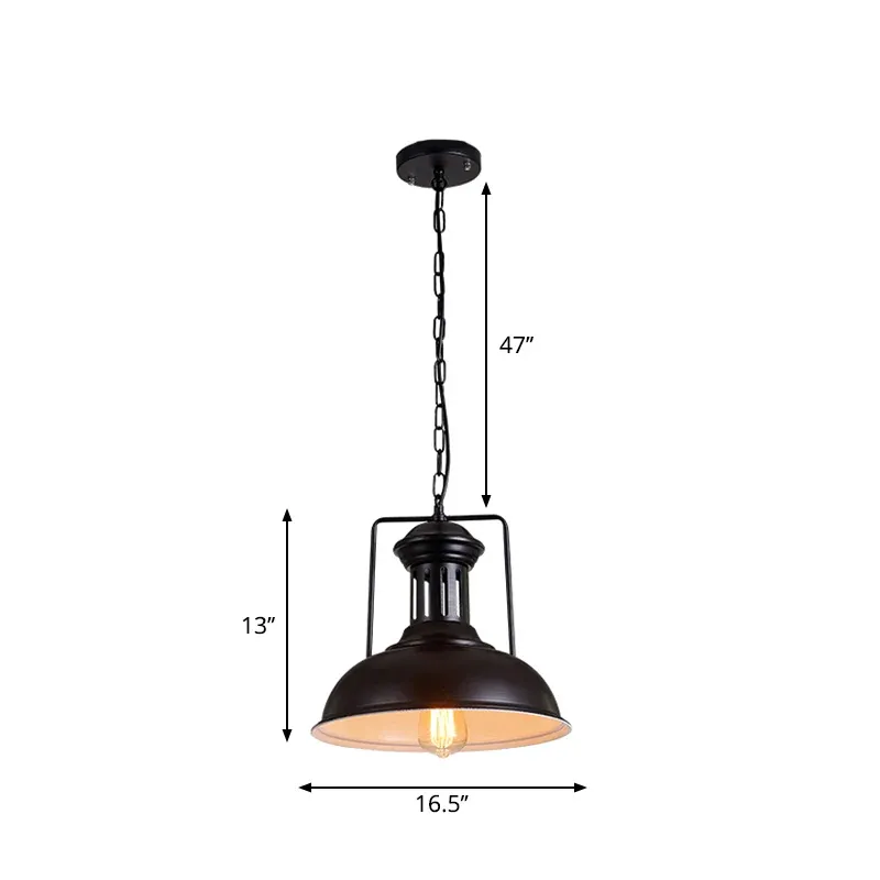 Paralume sospensione soffitto ferro nero, lampada sospensione stile industriale 1 testa per sala da pranzo, larghezza 12,5...