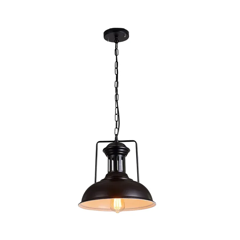 Paralume sospensione soffitto ferro nero, lampada sospensione stile industriale 1 testa per sala da pranzo, larghezza 12,5...