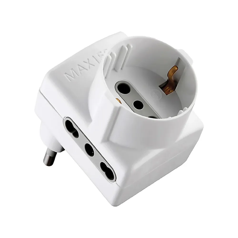 Adattatore triplo 'salvaspazio' spina 2p+t16a - art.70066
