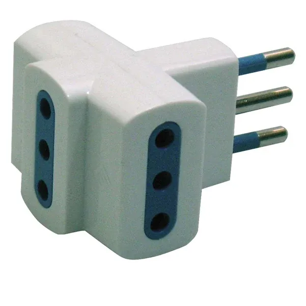 MKC - 492518032 - Adattatore triplo con spina 2P+T 10A - 3 prese 10A - MKC - 62603 - Conf. da 1 Pz.