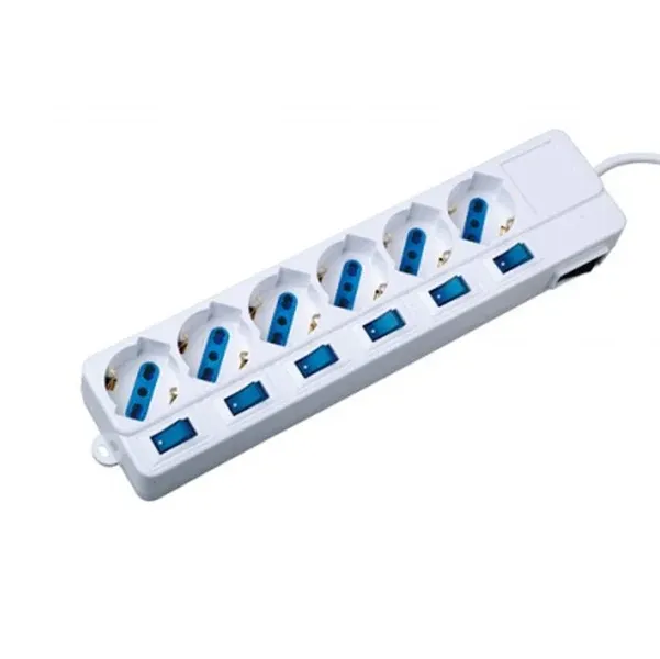 MKC - 492518038 - Presa multipla - 6 prese multistandard con interruttore singolo - MKC - 57916 - Conf. da 1 Pz.