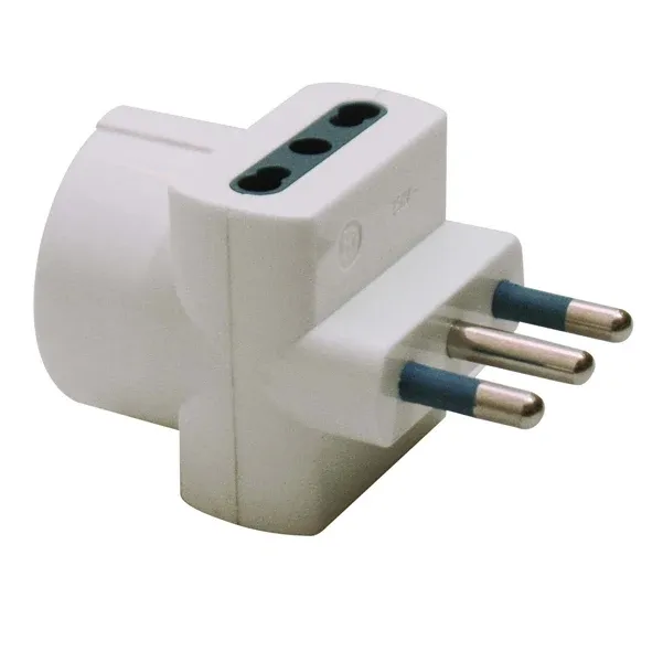 MKC - 492518066 - Adattatore triplo con spina 2P+T 16A - 2 prese bipasso 10-16A + 1 Schuko - MKC - 59160 - Conf. da 1 Pz.