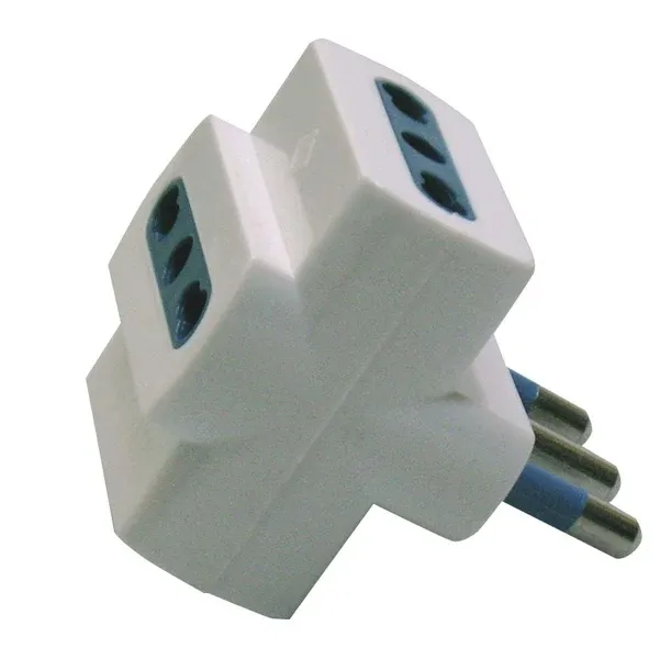 MKC - 492518373 - Adattatore triplo con spina 2P+T 16A - 3 prese bipasso 10-16A - MKC - 62602 - Conf. da 1 Pz.