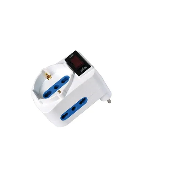 MKC - 492519356 - Adattatore con spina 10A orizzontale - 2 prese bipasso 10-16A + 1 presa Schuko - MKC - 82637 - Conf. da...