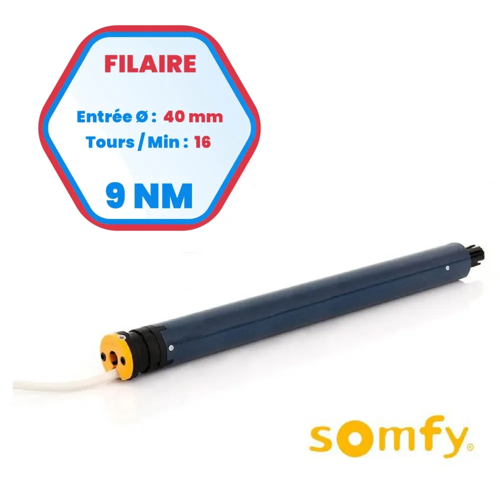 Motore cablato SOMFY LS40 - Ø40 mm - 9 Nm - 16 giri/min