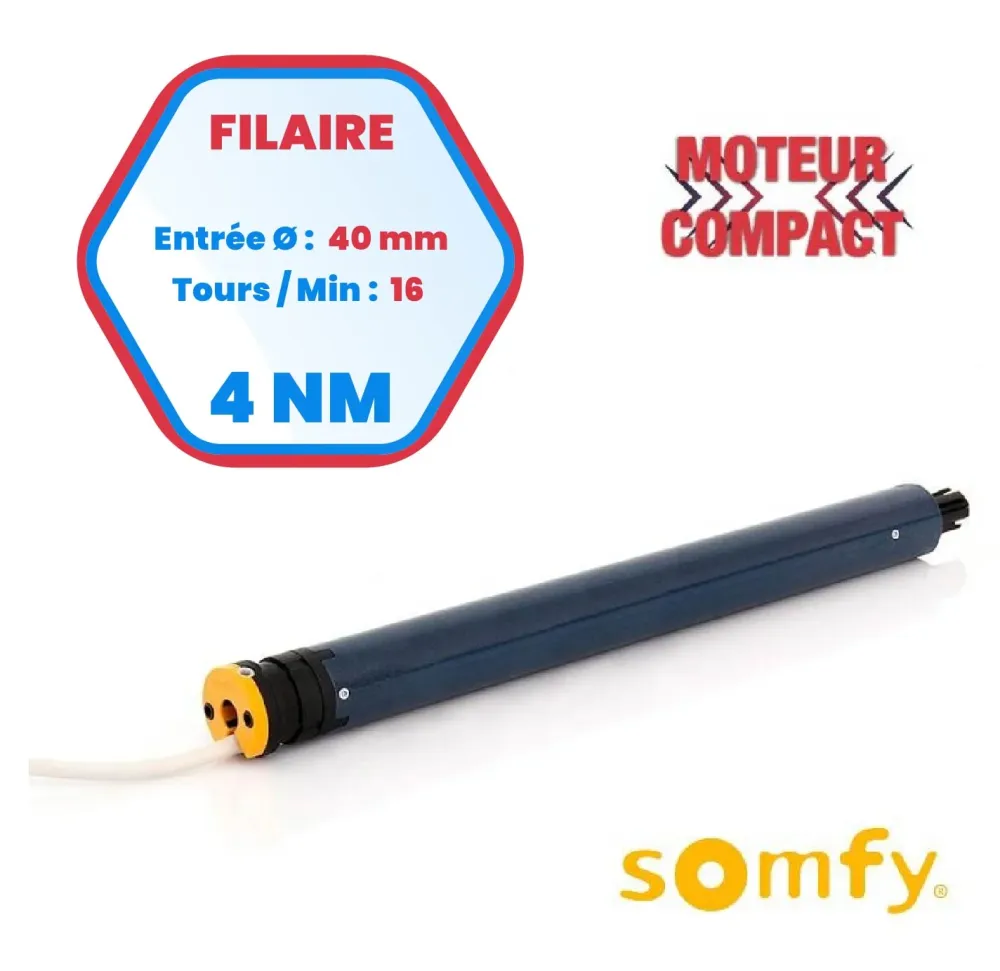 Motore filo corto SOMFY LS40 - Ø40 mm - 4 Nm - 16 giri/min
