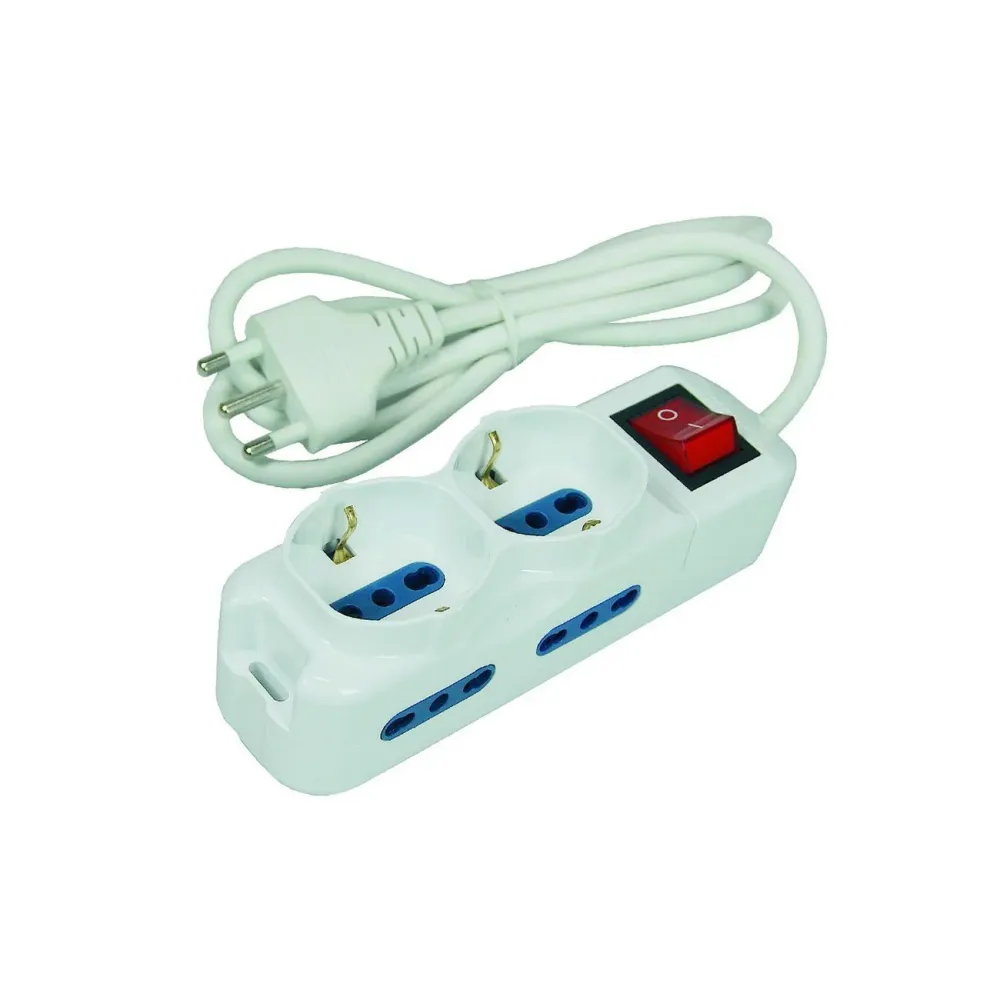 Multipresa da tavolo compatta 2 schuko + 4 bipasso con interruttore - 2 bl