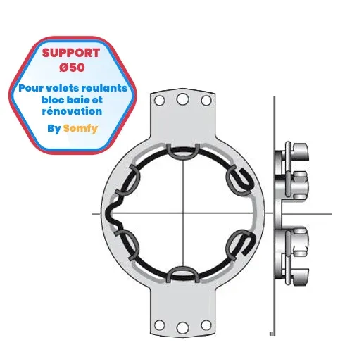 Supporto SOMFY Ø 50 per finestre e unità di ristrutturazione