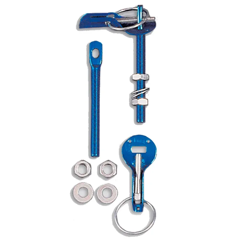 Gancio cofano universale con meccanismo scorrevole (alluminio blu)