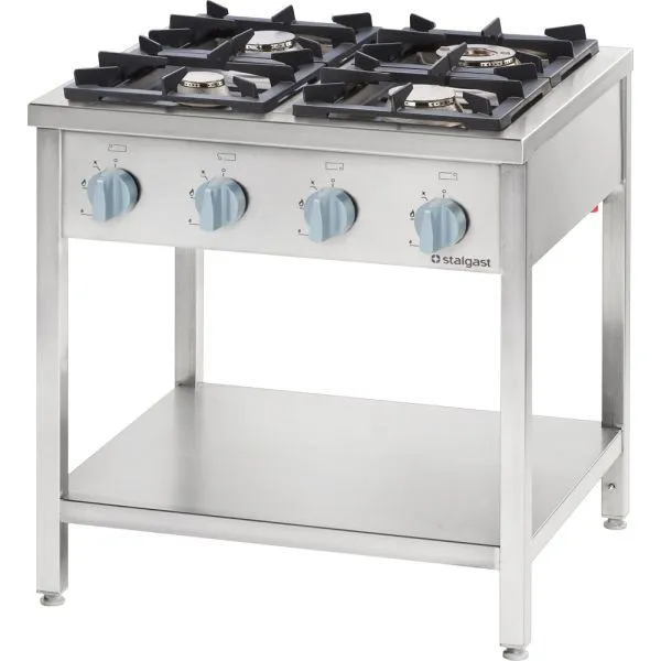 Fornello gas Stalgast acciaio inox collezione 700 - G30 4 fuochi (35+5+2x7) 800 x 700 x 850 mm da posizionare FS11420SP