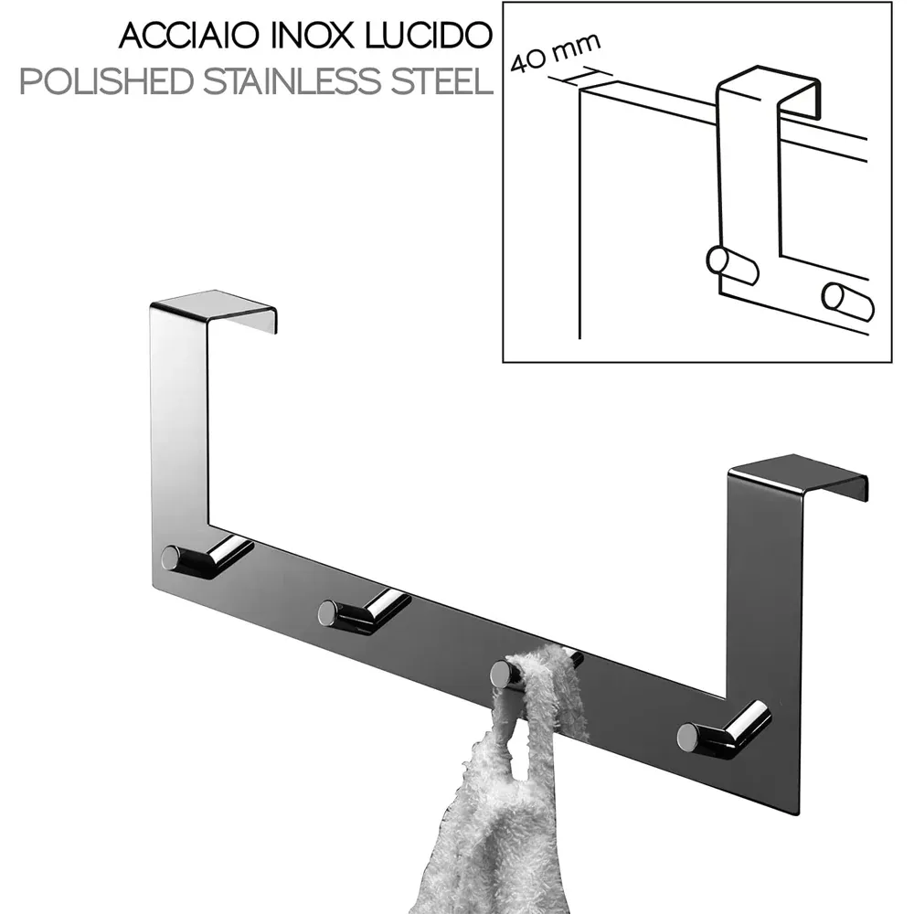 Appendiabiti Quadruplo Sopra Porta 40X7,2X12,2 Cm