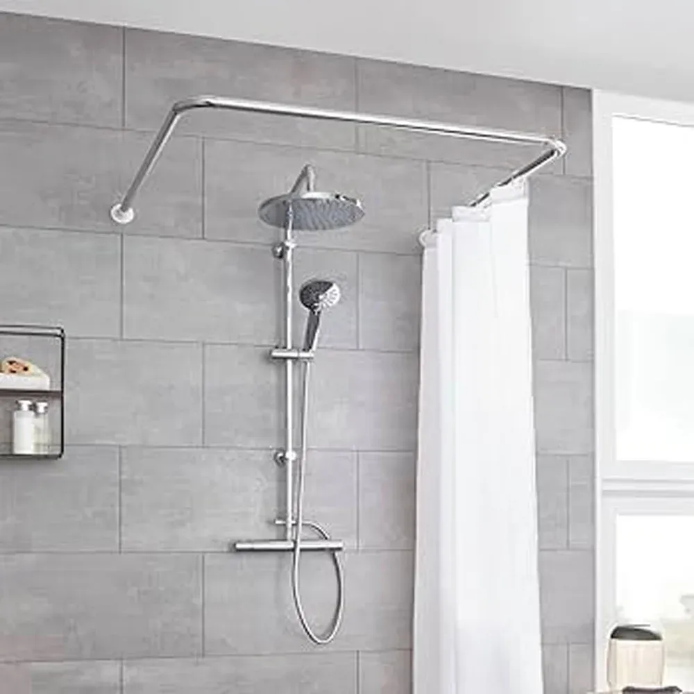Asta Per Tenda Doccia/Vasca Cromo 2 Lati - 90X90 Cm
