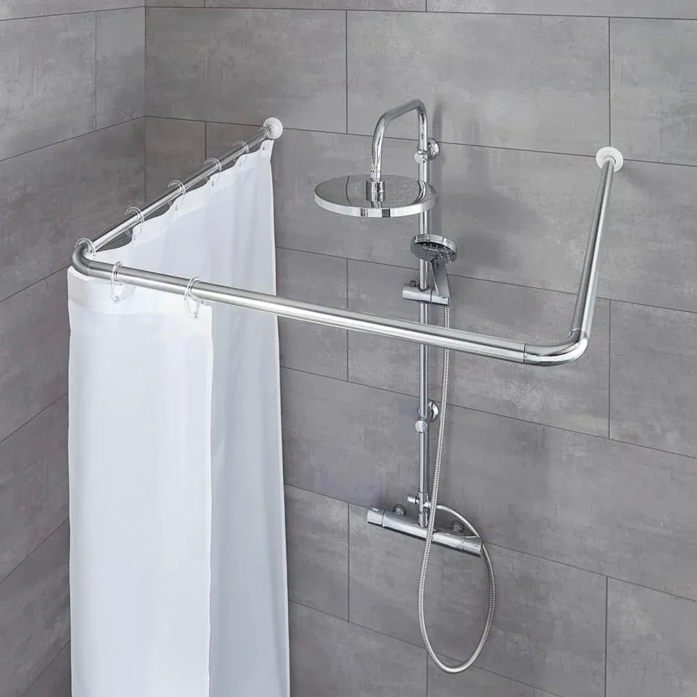 Asta Per Tenda Doccia/Vasca Cromo 2 Lati - 90X90 Cm