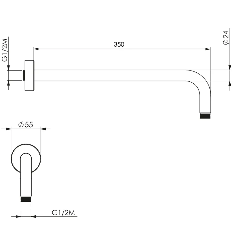 Braccio Doccia Round Tondo Nero Cm 35