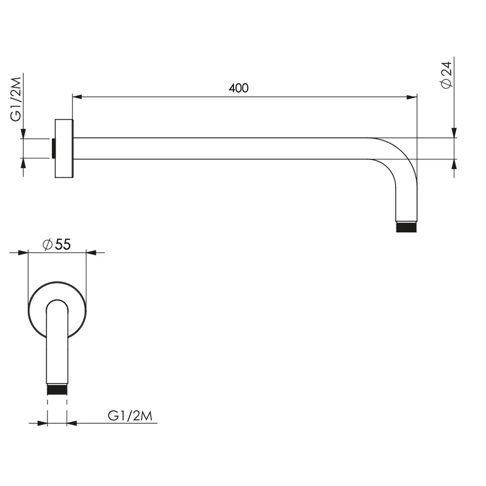 Braccio Doccia Round Tondo Nero Cm 40