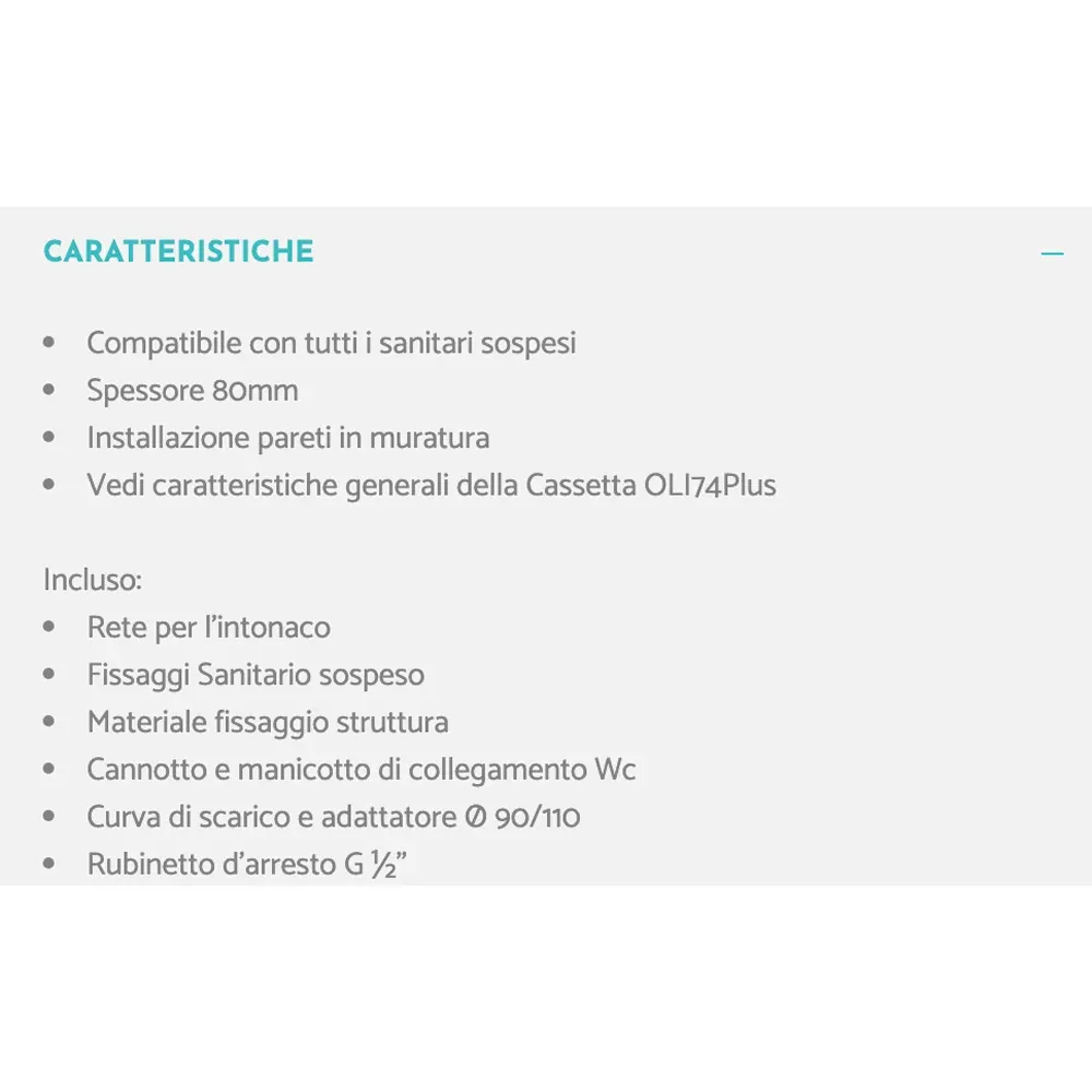 Cassetta Incasso Oli74 Plus Simflex Meccanica Wc Sospesi