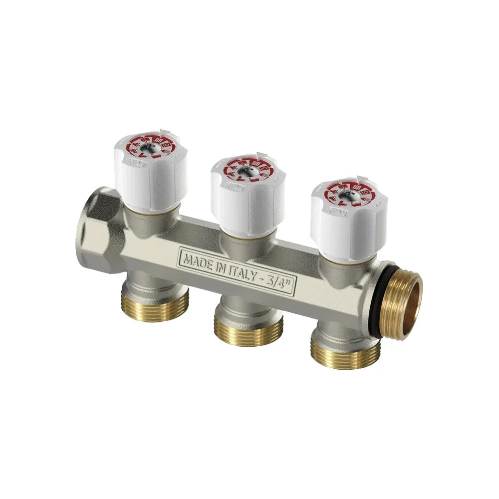 Collettore Lineare Componibile "Easy Lock" Con Rubinetti Di Arresto Ivar 3/4" X 4 Vie Eurocono