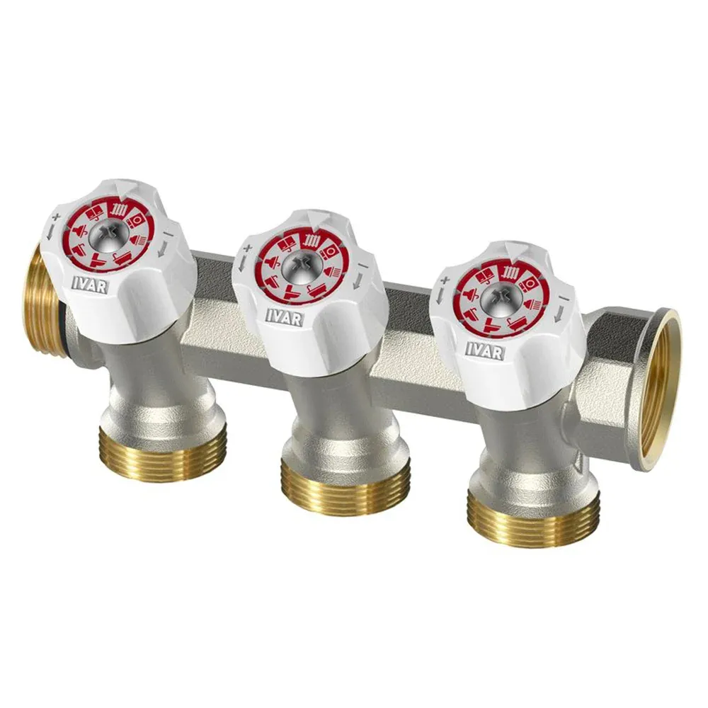 Collettore Lineare Componibile "Easy Lock" Con Rubinetti Di Arresto Inclinati 30° Ivar 3/4" X 2 Vie Eurocono