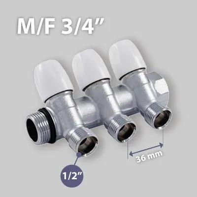 Collettore Lineare Maschio/Femmina Con Rubinetti D'Arresto Tiemme 4 Vie 1/2"M (16)