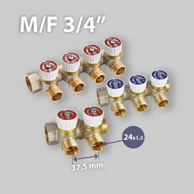 Collettore Lineare Maschio/Femmina 3/4" Con Rubinetti D'Arresto Mod.228 Icma 4 Vie Da M24X1,5