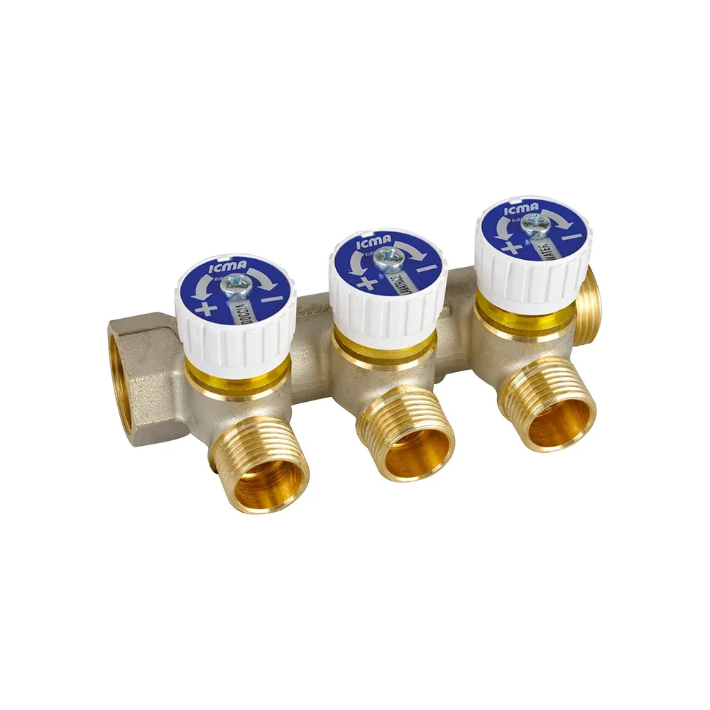 Collettore Lineare Maschio/Femmina 3/4" Con Rubinetti D'Arresto Mod.227 Icma 3 Vie Da 1/2" (16)