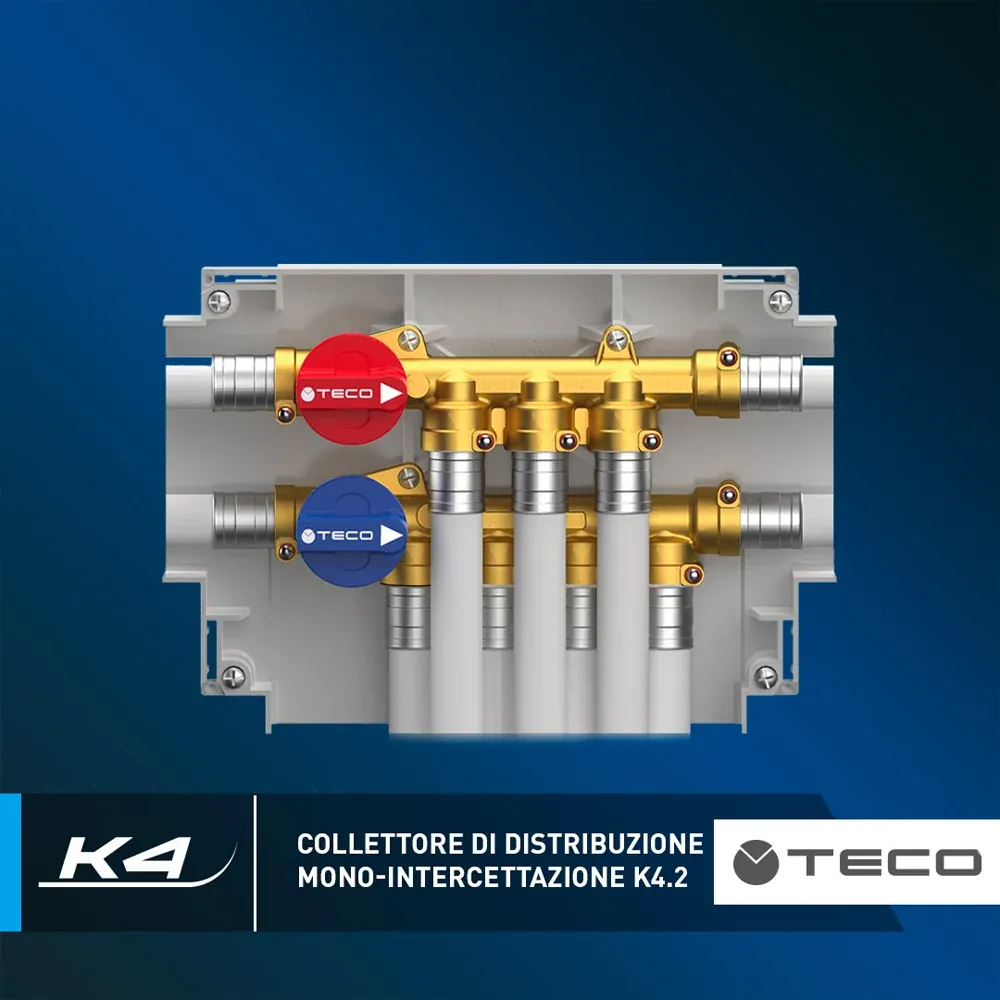 Collettore Mono-Intercettazione Per Impianti Sanitari K4.2 Teco Fastec 1/2" 4+3