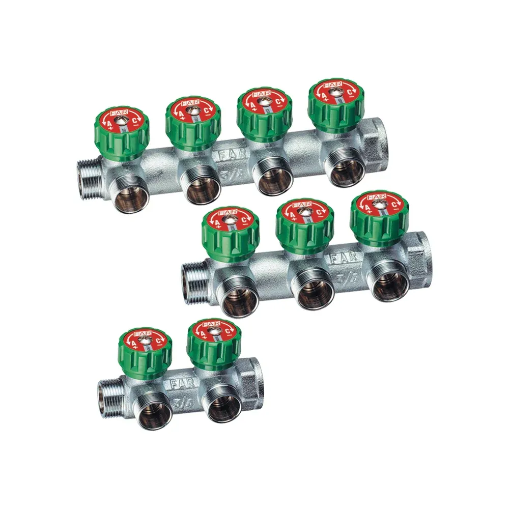 Collettore Multi Far Interasse 45 Mm Con Rubinetti Far 1" - 2 Vie