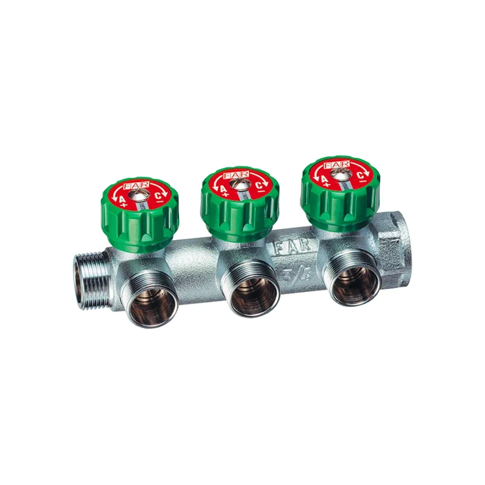 Collettore Multi Far Interasse 45 Mm Con Rubinetti Far 1" - 3 Vie