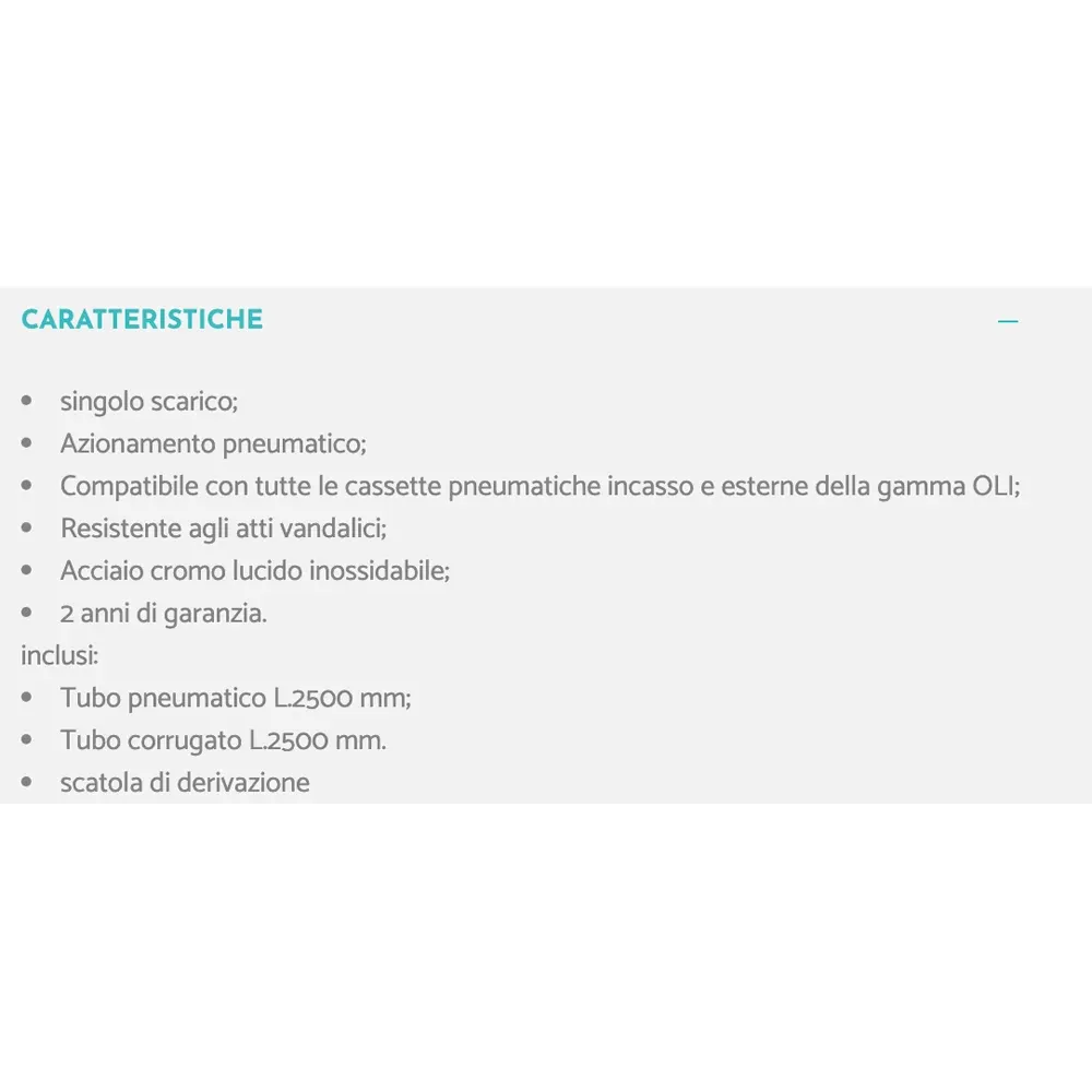 Comando Pneumatico Parete Incasso Mono Trend Inox