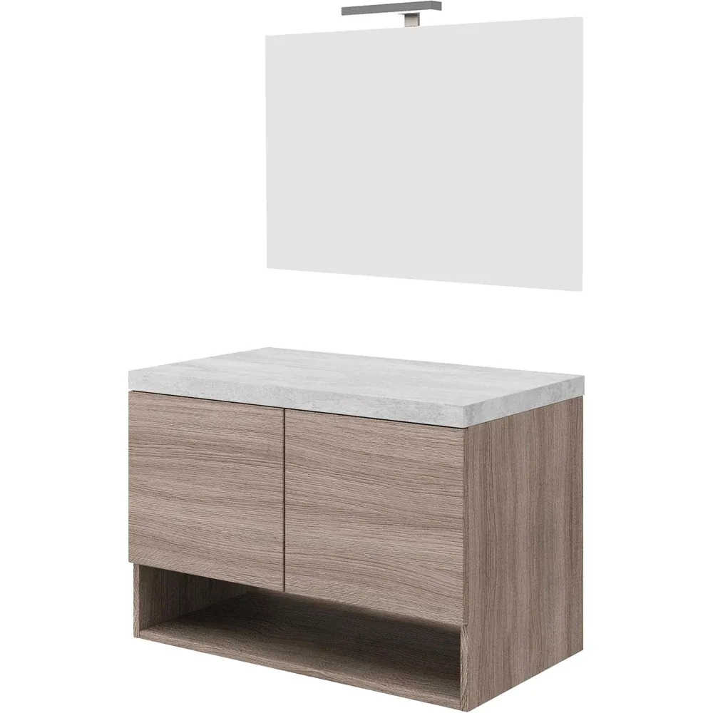 Composizione Mobile Da Bagno Oslo 80 Rovere Fumo - Beton