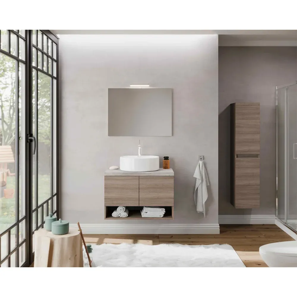 Composizione Mobile Da Bagno Oslo 80 Rovere Fumo - Beton