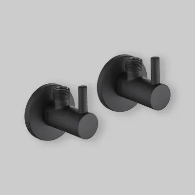 Coppia Rubinetti Sottolavabo Lusso Tondo Nero Opaco 1/2" X 3/8"