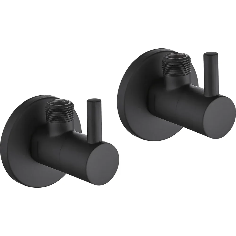 Coppia Rubinetti Sottolavabo Lusso Tondo Nero Opaco 1/2" X 3/8"