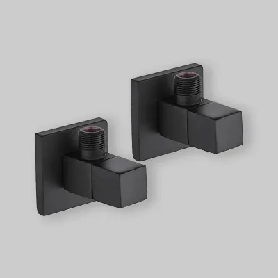 Coppia Rubinetti Sottolavabo Quadro Nero 1/2" X 3/8"