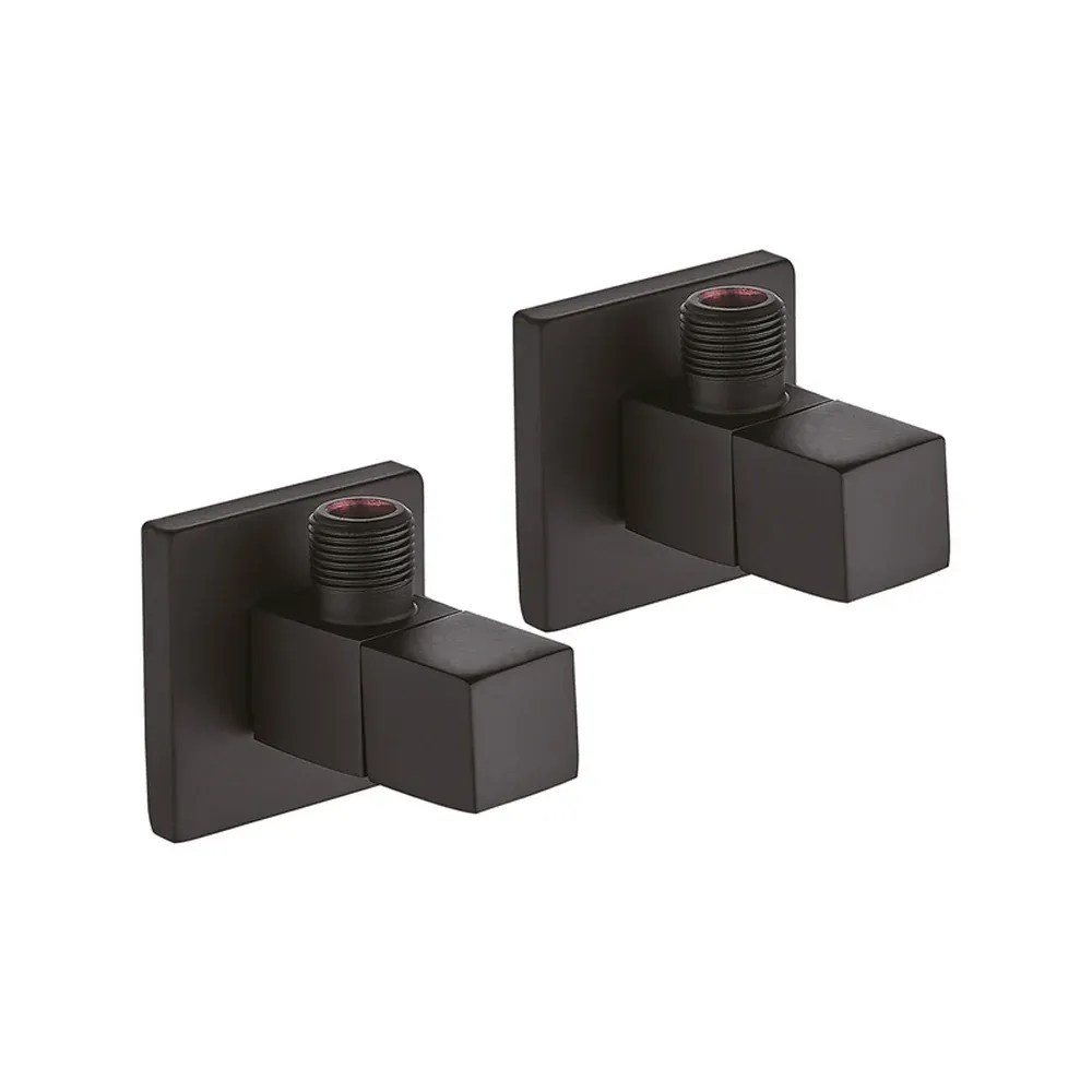 Coppia Rubinetti Sottolavabo Quadro Nero 1/2" X 3/8"