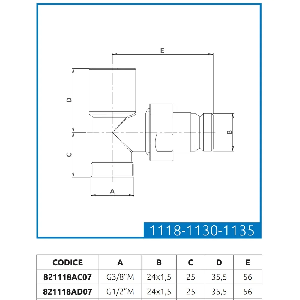 Detentore Micrometrico Squadra Attacco Rame, Multistrato E Pe-X "Aida" Cromo 3/8" - 24X1,5