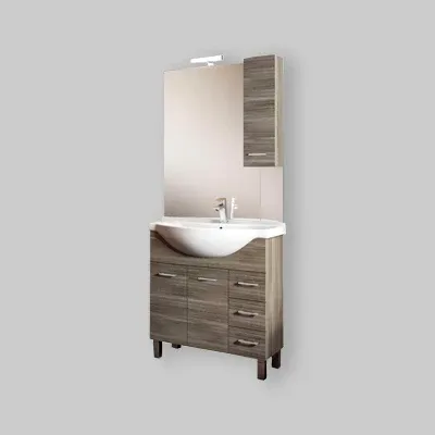 Gaia 02 Eucalipto Scuro Specchiera Cm 70 Con Pensile Dx