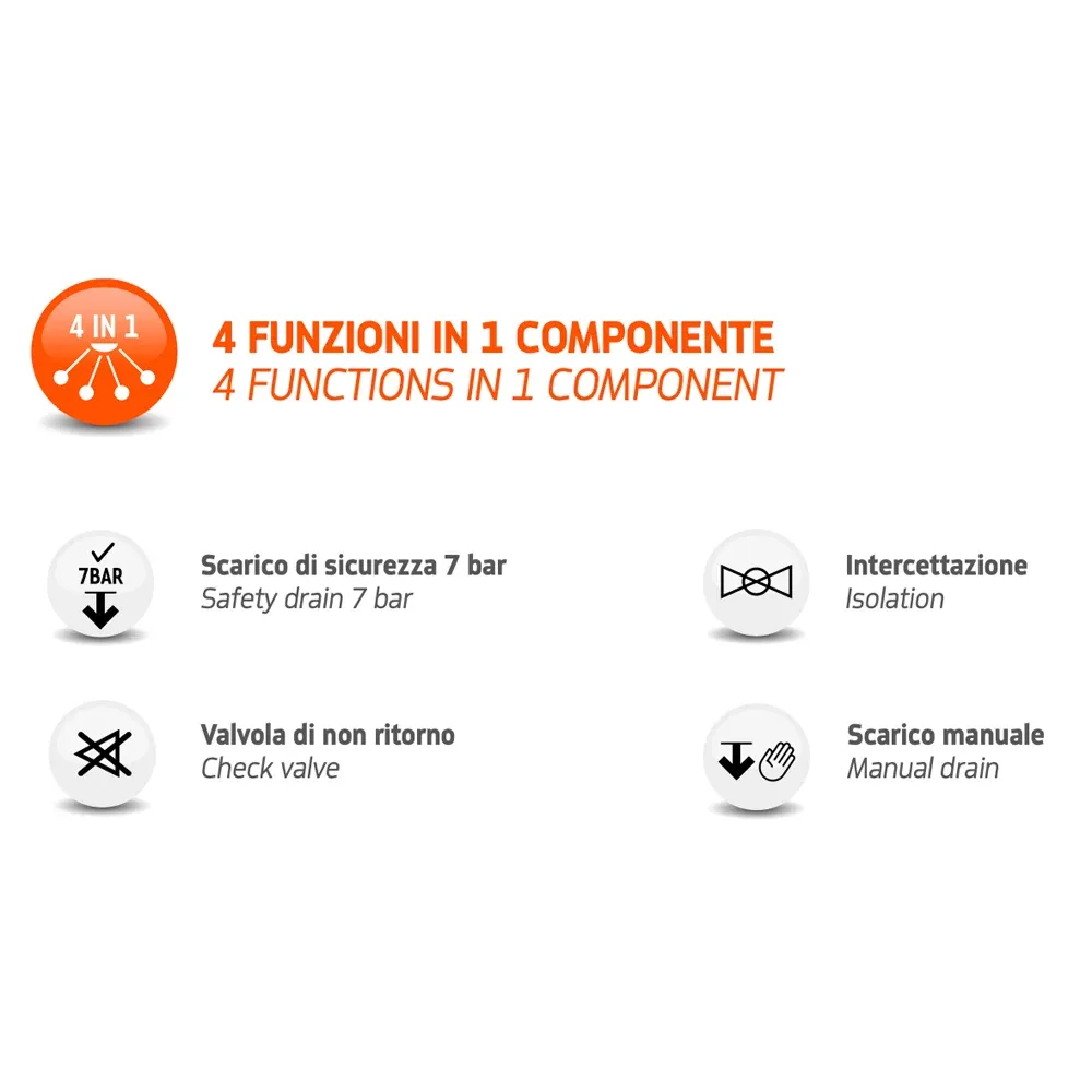 Gruppo Di Sicurezza Con Scarico Diritto 3/4" Ottone