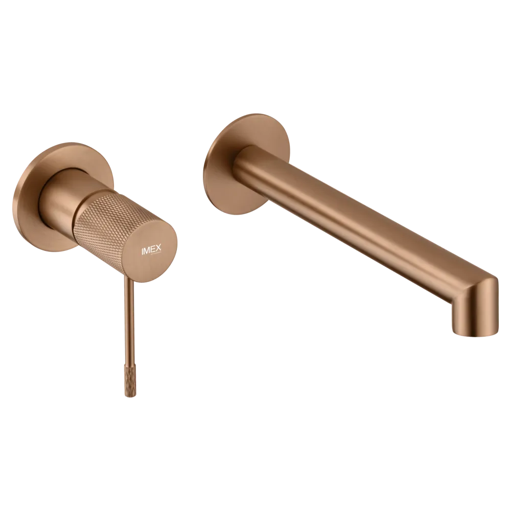 Imex – Linea rubinetto monocomando da lavabo incassato oro rosa spazzolato