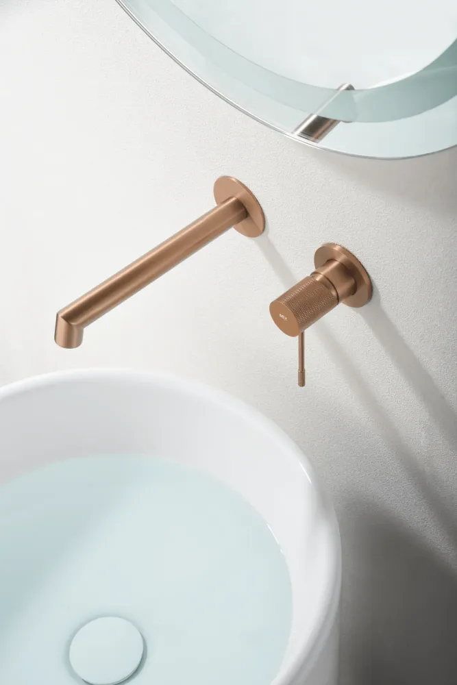 Imex – Linea rubinetto monocomando da lavabo incassato oro rosa spazzolato