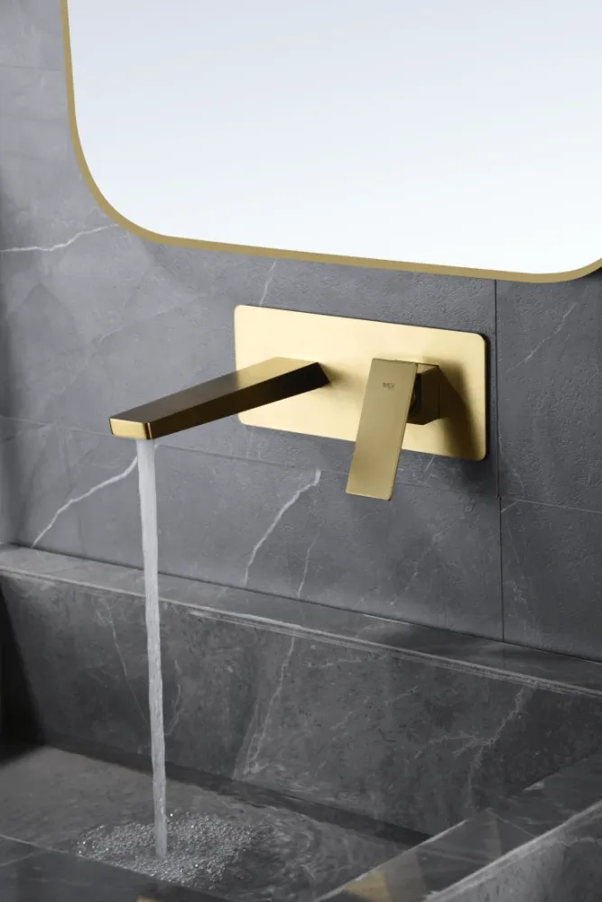 Imex – Miscelatore monocomando da lavabo incassato oro spazzolato