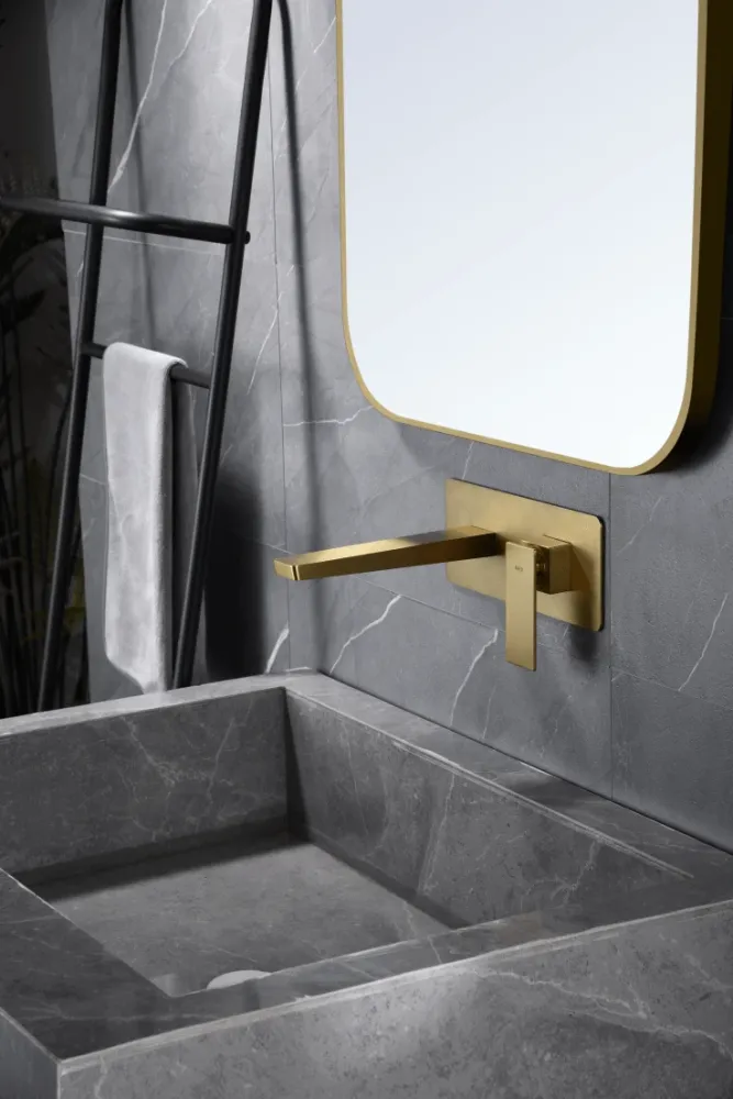 Imex – Miscelatore monocomando da lavabo incassato oro spazzolato