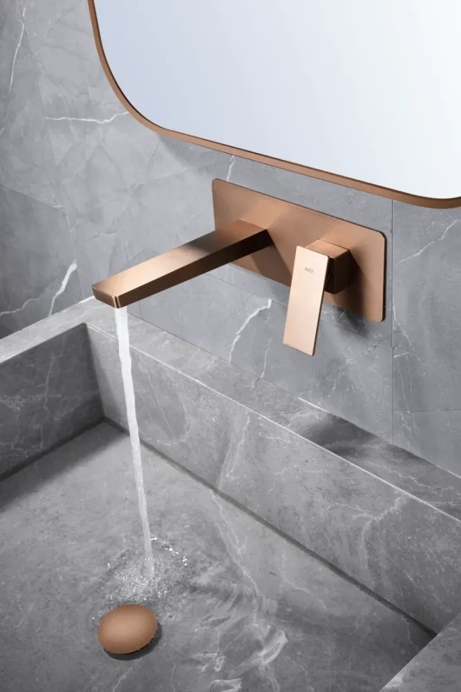 Imex – Miscelatore monocomando da lavabo incassato oro rosa spazzolato